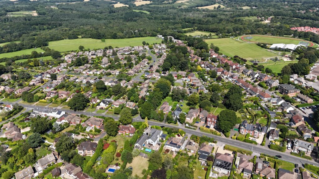 .Houses in Crowborough town Kent UK drone,aerial 