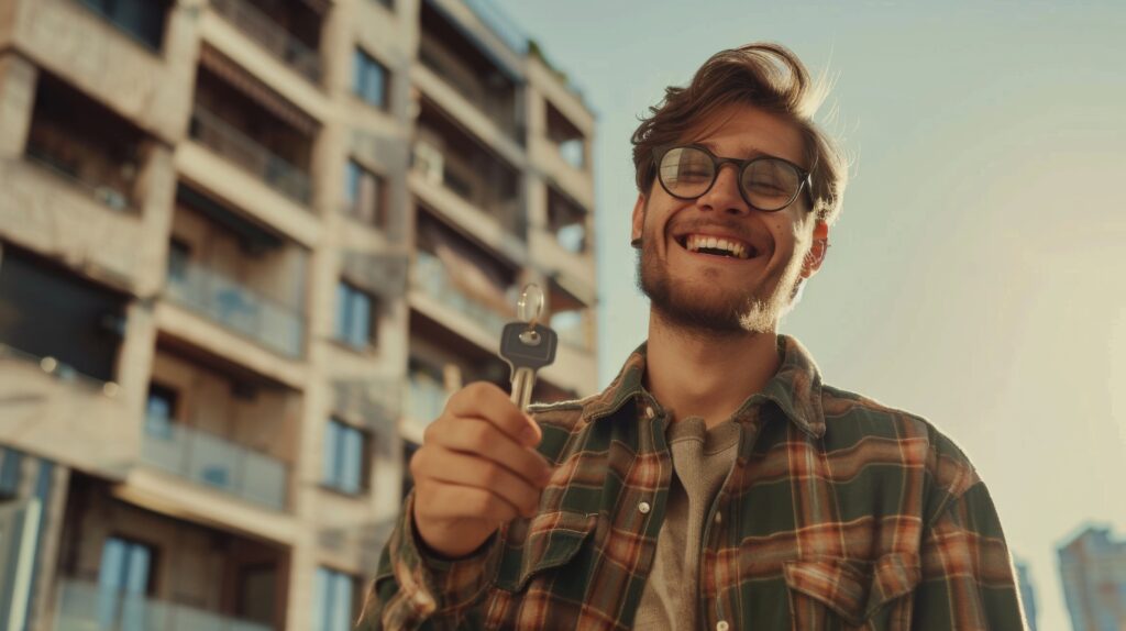 Man holding keys to a new property he has purchased